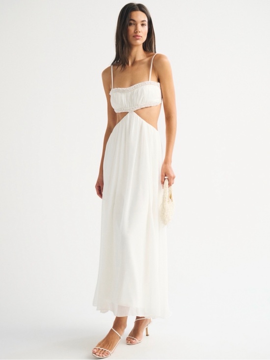 Abercrombie & Fitch Dresses & Skirts - Abercrombie Ivory Beaded Spaghetti-Strap Evening Dress